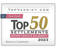 New York Top 50 Settlements Motor Vehicle Accidents 2023 Logo for Dennis Carrion