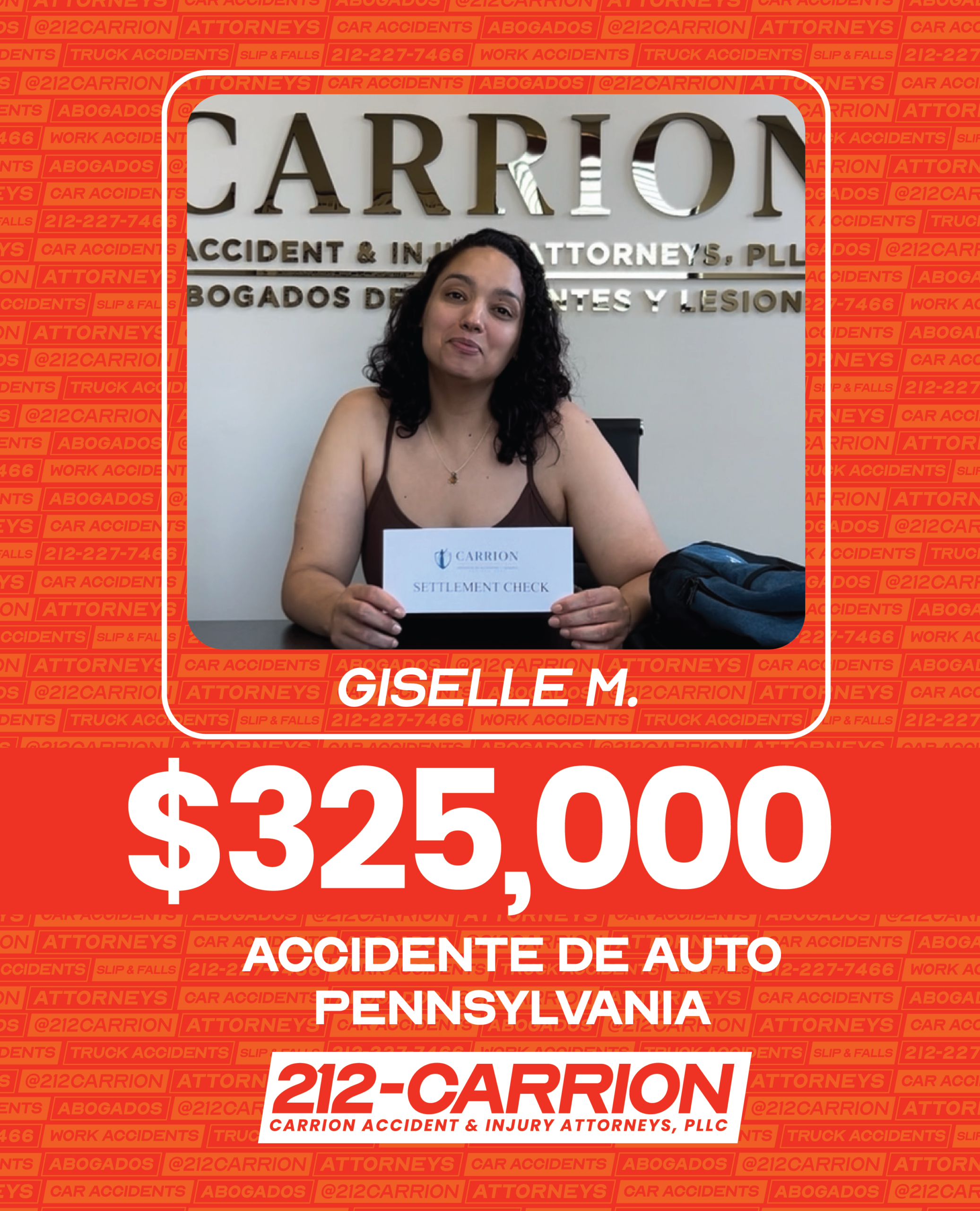 $325,000 Accidente de Auto Pennsylvania